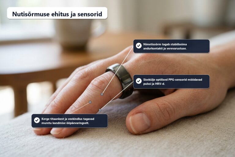 Nutisõrmuste ostujuhend ja suuruse määramine | E-pood Tootemaailm Nutisõrmuse sensorid, pulsi mõõtmine ja funktsioonid