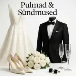 Elegantne pulmakleit ja pidulikud aksessuaarid