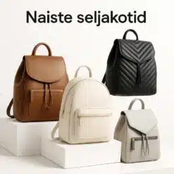 Erinevad naiste seljakotid, sealhulgas nahast ja trendikad mudelid