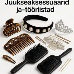 Erinevad juukseaksessuaarid, sealhulgas patikummid, juuksekambrid ja tiaarad