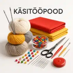 Erinevad käsitöötooted ja -tarvikud laual