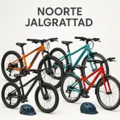 Erinevad noorte jalgrattad parkimisalal