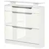 Jalatsikapp klappustega ja sahtliga 89 x 23 x 96 cm | E-pood Tootemaailm Valge kapp kolme sahtli ja klaasist ülaosaga