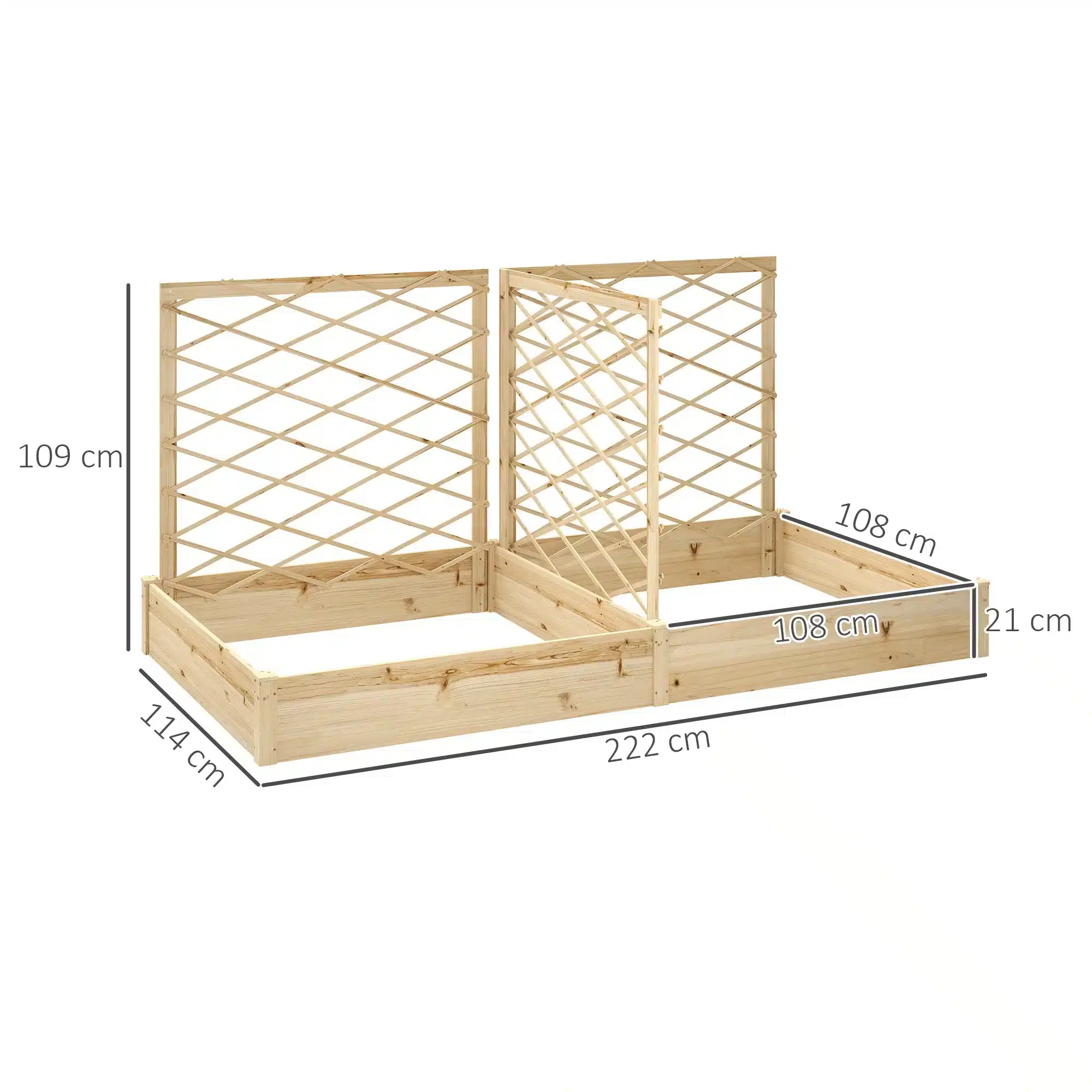 Puidust kaheosaline kõrgpeenar võreseintega, mõõtudega 222 x 114 x 109 cm