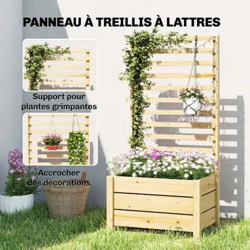 Puidust taimekast ronitaimede võrega 60 × 39 × 120 cm | E-pood Tootemaailm Puidust taimekast ronitaimede võrega 60 × 39 × 120 cm
