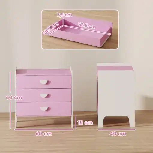 Laste kummut kolme sahtliga 60 × 40 × 60 cm | E-pood Tootemaailm Laste kummut kolme sahtliga 60 × 40 × 60 cm