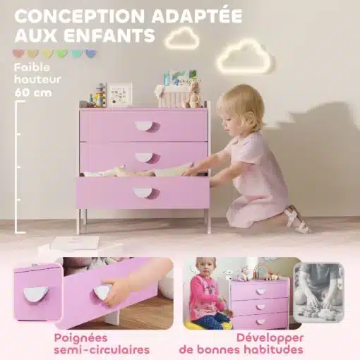 Laste kummut kolme sahtliga 60 × 40 × 60 cm | E-pood Tootemaailm Laste kummut kolme sahtliga 60 × 40 × 60 cm
