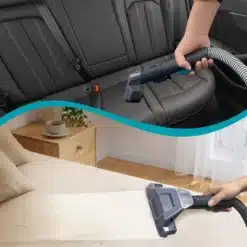 Käsitolmuimeja otsikuga autoistme ja voodi puhastamine