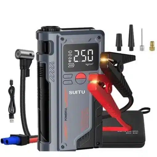 Auto käivitusabi ja rehvikompressor 1000 A 150 PSI LED-valgustiga | E-pood Tootemaailm Auto käivitusabi ja rehvikompressor 1000 A 150 PSI LED-valgustiga