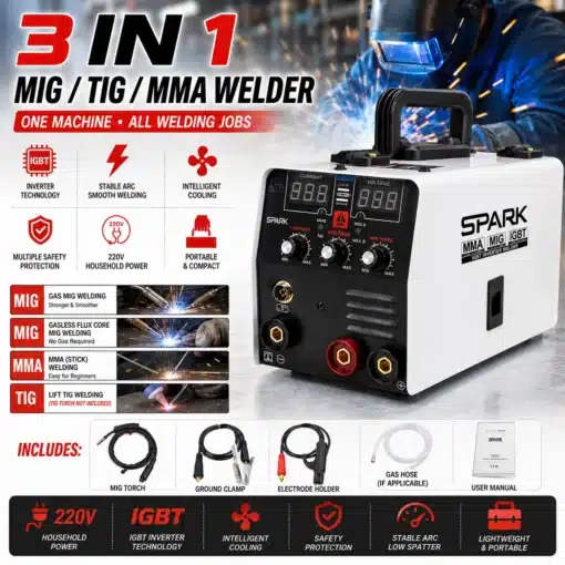 3-in-1 MIG TIG MMA keevitusaparaat 220 V IGBT-inverteriga | E-pood Tootemaailm 3-in-1 MIG TIG MMA keevitusaparaat 220 V IGBT-inverteriga