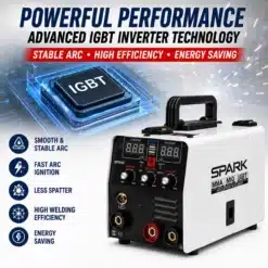 SPARK IGBT inverterkeevitusseade MMA, MIG ja TIG funktsioonidega, digitaalnäidikute ja reguleerimisnuppudega