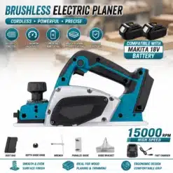 Akutoitega harjavaba elektrihöövel Makita akule 82 mm