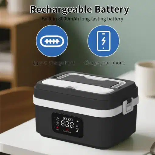 Akuga soojendatav toidukarp 1 l USB-laadimisega | E-pood Tootemaailm Akuga soojendatav toidukarp 1 l USB-laadimisega