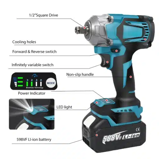 Harjadeta akulöökmutrikeeraja 1200 Nm Makita 18 V akule | E-pood Tootemaailm Harjadeta akulöökmutrikeeraja 1200 Nm Makita 18 V akule