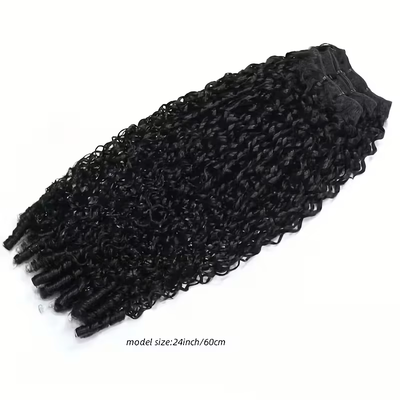 Mustad tihedate spiraallokkidega juuksepikendused, pikkus 60 cm (24 tolli)