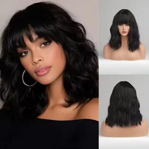 Laineline bob-parukas tukaga naturaalsetest juustest | E-pood Tootemaailm Laineline bob-parukas tukaga naturaalsetest juustest