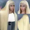 Blond sirge parukas läbipaistvast pitsist esiosaga | E-pood Tootemaailm Blond sirge parukas läbipaistvast pitsist esiosaga