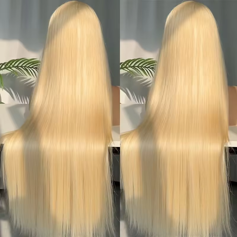 Blond sirge parukas läbipaistvast pitsist esiosaga