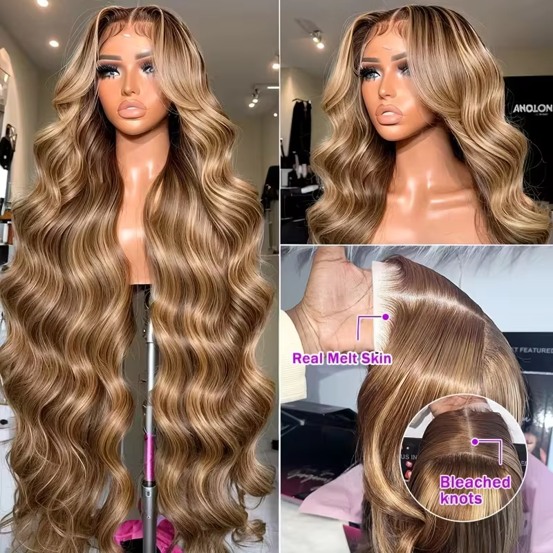 Laineline inimjuustest parukas pitsist esiosaga