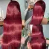Sirge inimjuustest burgundipunane parukas naistele | E-pood Tootemaailm Sirge inimjuustest burgundipunane parukas naistele