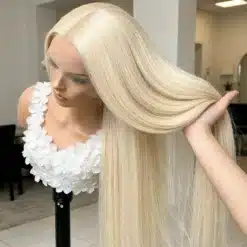 Pikk blond naturaalsetest juustest parukas