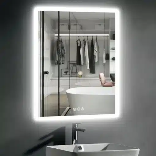 LED-vannitoapeegel 400 × 500 mm, hämardatav ja uduvastane | E-pood Tootemaailm LED-vannitoapeegel 400 × 500 mm, hämardatav ja uduvastane