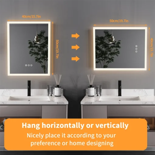 LED-vannitoapeegel 400 × 500 mm, hämardatav ja uduvastane | E-pood Tootemaailm LED-vannitoapeegel 400 × 500 mm, hämardatav ja uduvastane