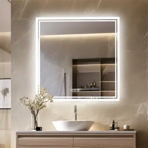 LED-valgustusega vannitoapeegel uduvastase funktsiooniga, 800 × 800 mm | E-pood Tootemaailm LED-valgustusega vannitoapeegel uduvastase funktsiooniga, 800 × 800 mm