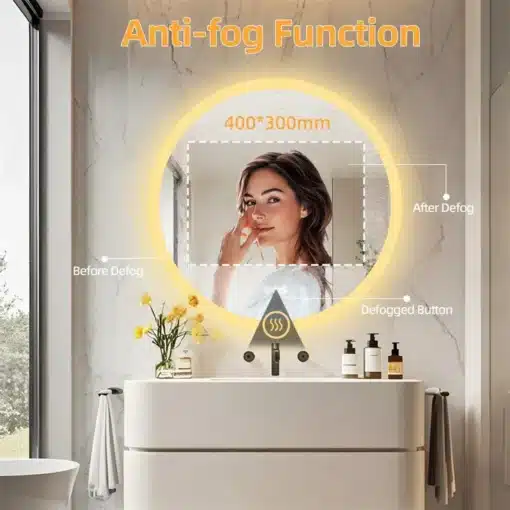 Ümmargune bluetoothi ja LED-valgustusega vannitoapeegel | E-pood Tootemaailm Ümmargune bluetoothi ja LED-valgustusega vannitoapeegel
