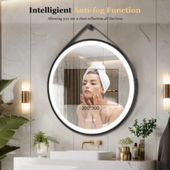 Ümmargune hämardatav LED-vannitoapeegel uduvastase funktsiooniga