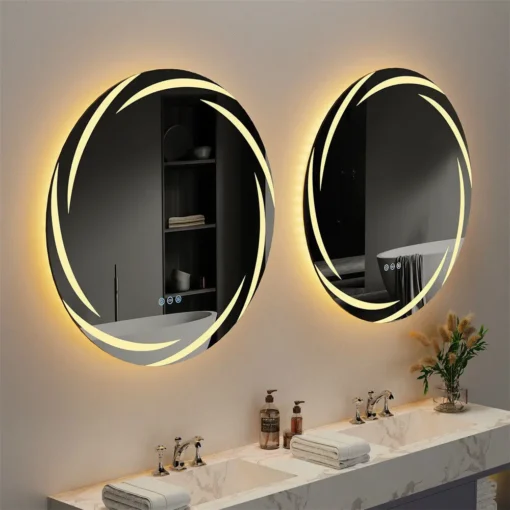 Ümmargune LED-valgustusega vannitoapeegel 60 cm, uduvastane | E-pood Tootemaailm Ümmargune LED-valgustusega vannitoapeegel 60 cm, uduvastane