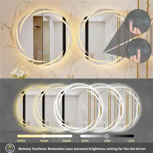 Ümmargune LED-valgustusega vannitoapeegel 60 cm, uduvastane | E-pood Tootemaailm Ümmargune LED-valgustusega vannitoapeegel 60 cm, uduvastane