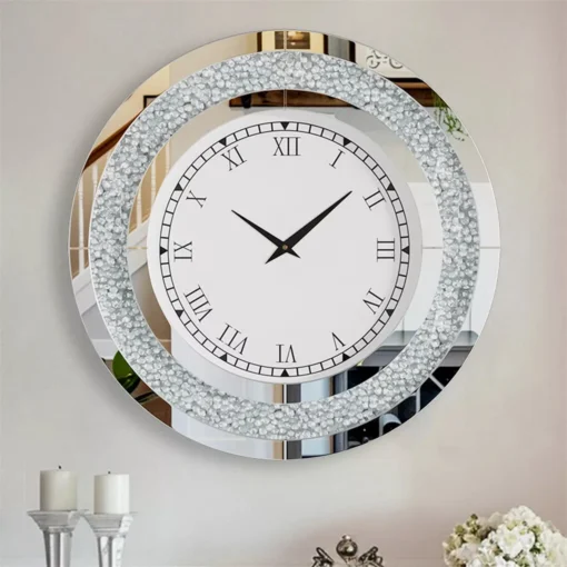 Peegelpinnaga seinakell kristallkaunistustega, 60 cm | E-pood Tootemaailm Peegelpinnaga seinakell kristallkaunistustega, 60 cm