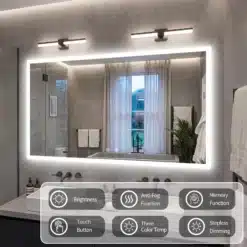 LED-valgustusega nutikas vannitoapeegel uduvastase funktsiooniga