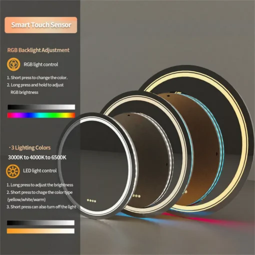 LED-valgustusega ümmargune vannitoapeegel uduvastase funktsiooniga | E-pood Tootemaailm LED-valgustusega ümmargune vannitoapeegel uduvastase funktsiooniga