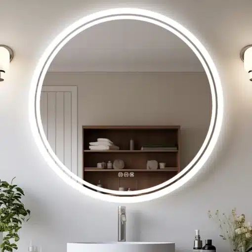 Ümmargune LED-vannitoapeegel 800 mm, uduvastase funktsiooniga | E-pood Tootemaailm Ümmargune LED-vannitoapeegel 800 mm, uduvastase funktsiooniga