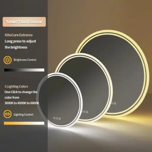 Ümmargune LED-vannitoapeegel 800 mm, uduvastase funktsiooniga | E-pood Tootemaailm Ümmargune LED-vannitoapeegel 800 mm, uduvastase funktsiooniga