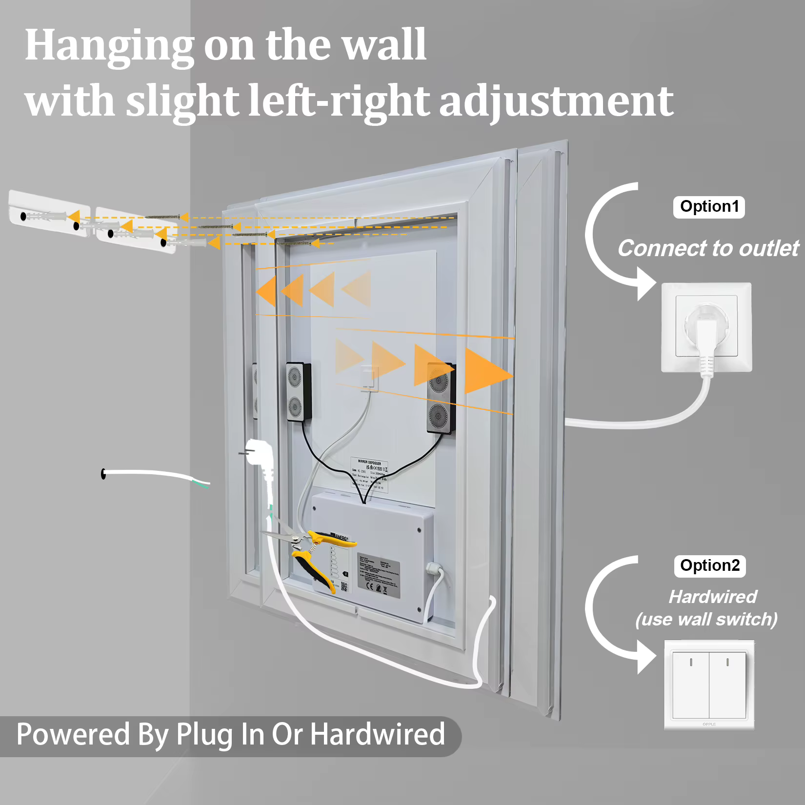 Hämardatava LED-valgustusega vannitoapeegel bluetoothiga