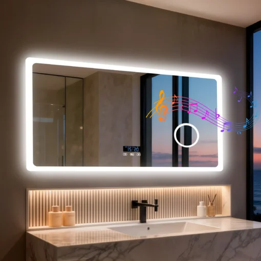 LED-vannitoapeegel bluetooth-kõlari ja uduvastase soojendusega | E-pood Tootemaailm LED-vannitoapeegel bluetooth-kõlari ja uduvastase soojendusega