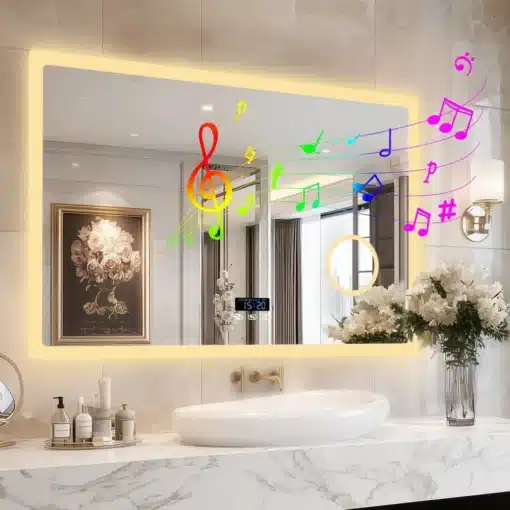LED-vannitoapeegel bluetooth-kõlari ja uduvastase soojendusega | E-pood Tootemaailm LED-vannitoapeegel bluetooth-kõlari ja uduvastase soojendusega