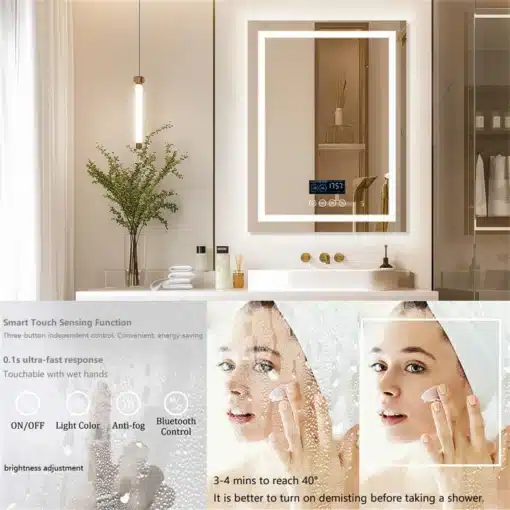 LED-vannitoapeegel bluetooth-kõlari ja uduvastase funktsiooniga | E-pood Tootemaailm LED-vannitoapeegel bluetooth-kõlari ja uduvastase funktsiooniga