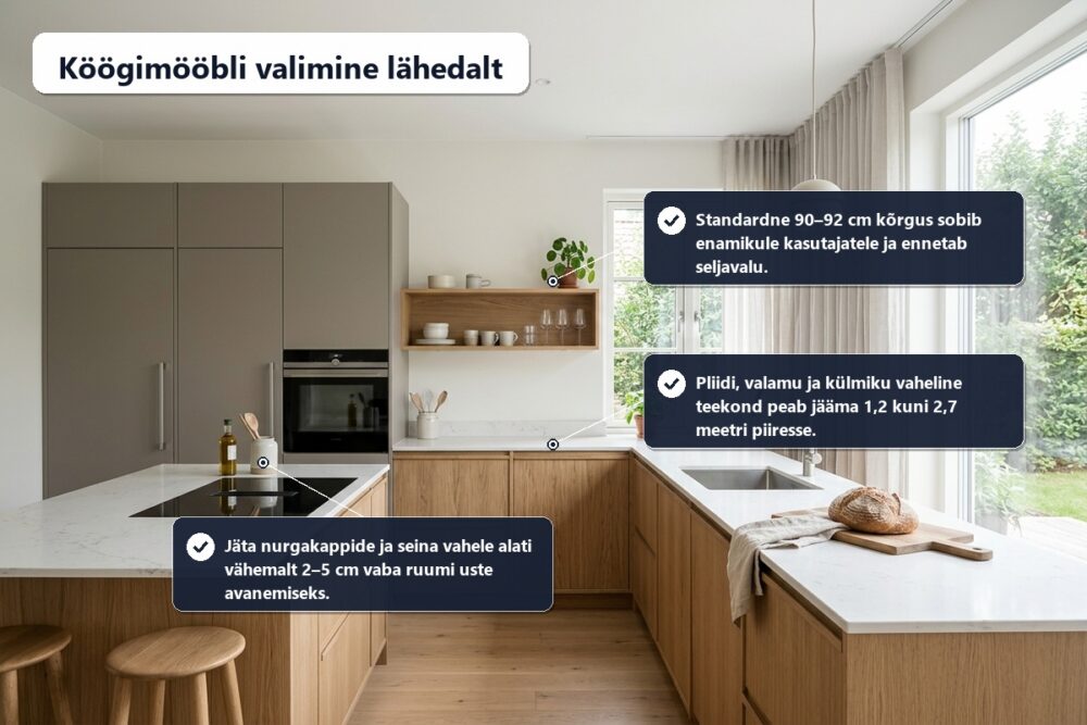 Kuidas valida köögimööblit: planeerimine ja kontrollmõõdud | E-pood Tootemaailm kuidas valida köögimööblit – planeerimine, kontrollmõõdud ja töökolmnurk