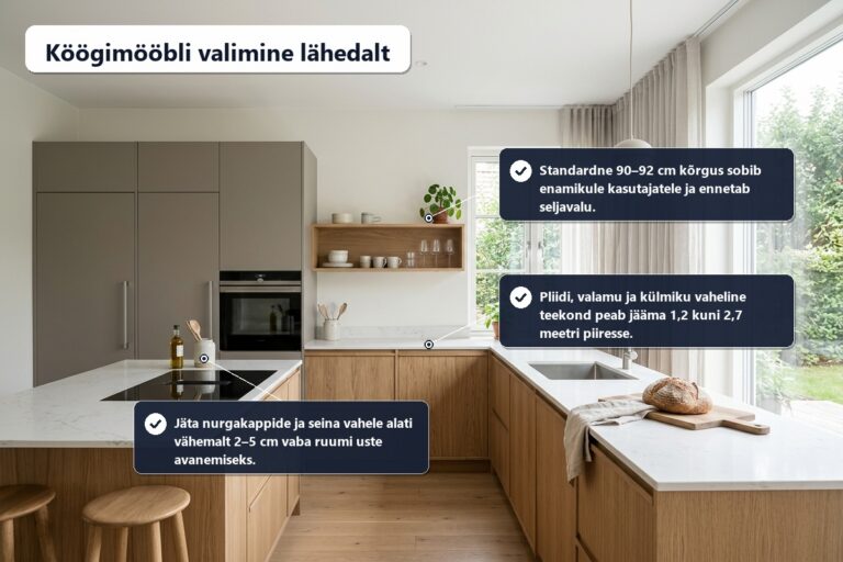 Kuidas valida köögimööblit: planeerimine ja kontrollmõõdud | E-pood Tootemaailm kuidas valida köögimööblit – planeerimine, kontrollmõõdud ja töökolmnurk