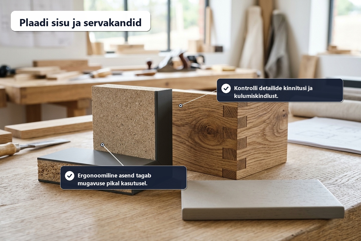 mööbliplaadi ehitus – abs servakant, mdf tihedus ja puidu tapiliide
