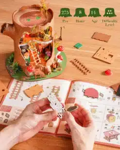 Miniatuurse puumaja meisterdamiskomplekt LED-valgustusega
