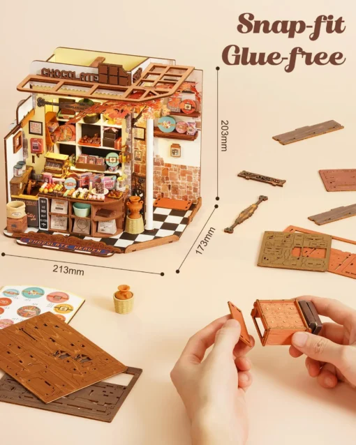 Puidust miniatuurse šokolaadipoe ehituskomplekt, 330 osa | E-pood Tootemaailm Puidust miniatuurse šokolaadipoe ehituskomplekt, 330 osa