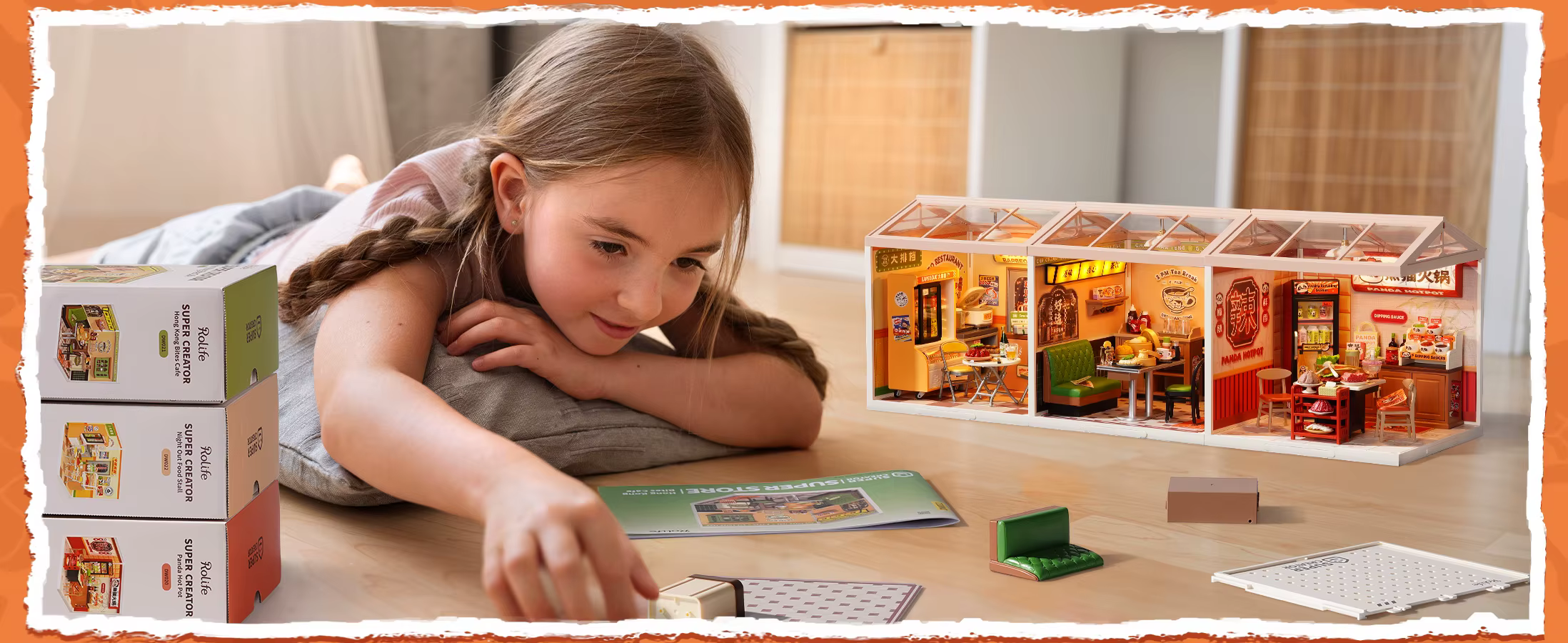 Miniatuurse restorani ehituskomplekt LED-valgustusega, 127 osa