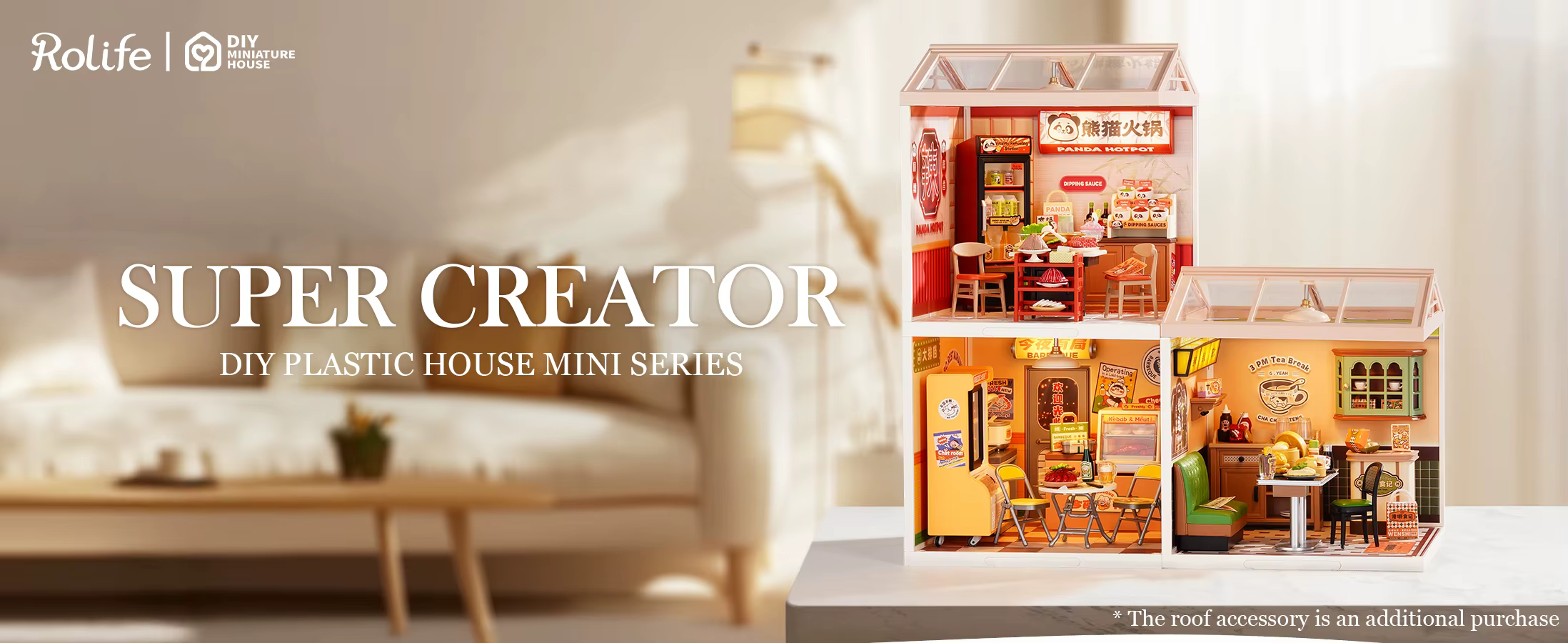 Miniatuurse restorani ehituskomplekt LED-valgustusega, 127 osa