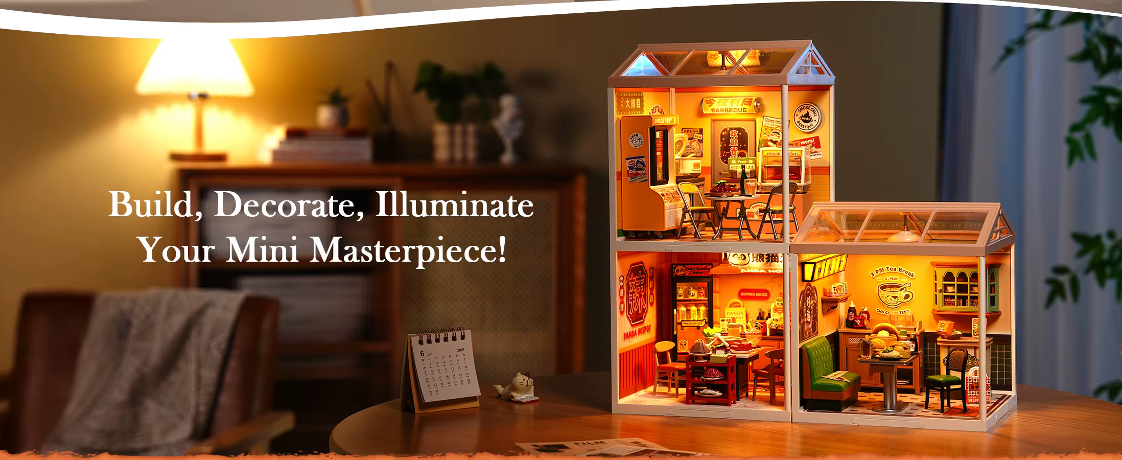 Miniatuurse restorani ehituskomplekt LED-valgustusega, 127 osa