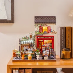 Puidust miniatuurse raamatupoe ehituskomplekt, 290 osa